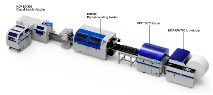 HDP700 Roll to Collator to Saddle Stitching Digital Line